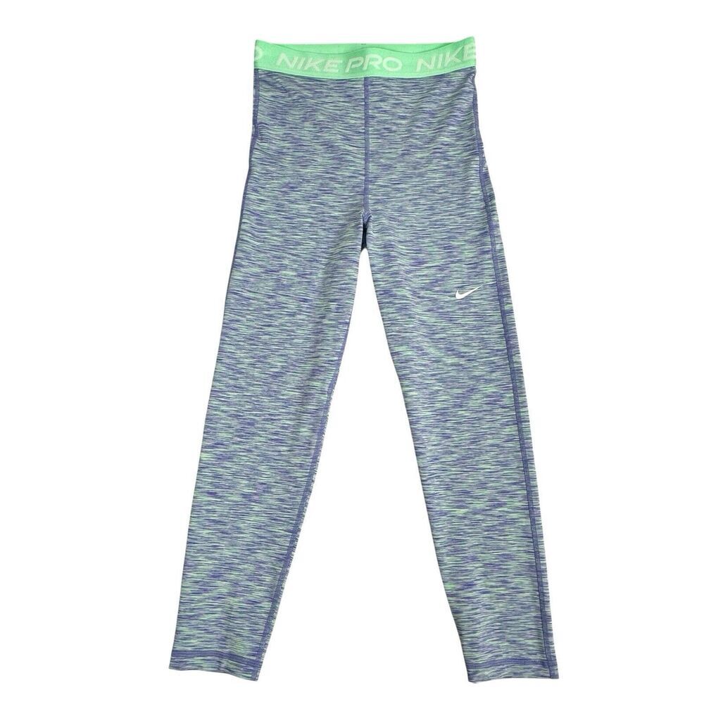 Nike Pro Women's Crop Leggings S Mint Purple Heather Training Gym Yoga Running